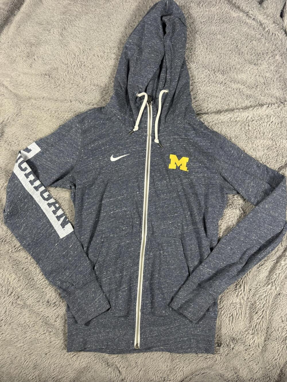 Michigan Wolverines Sweatshirt Womens Small Blue NCAA Football Nike Zip Hoodie